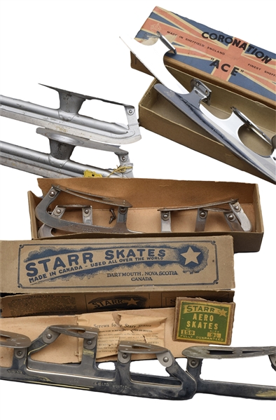 Vintage 1920s Starr, Ballard, Imperial and Coronation Ace Skates in Original Boxes
