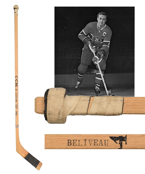 Jean Beliveaus Early-to-Mid 1960s Montreal Canadiens CCM Game-Used Stick