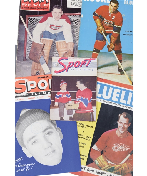 Vintage 1950s-1970s Hockey Magazine Collection of 80 with "Blueline", "Les Sports", "Sport Revue" and Others