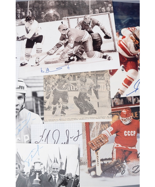 1972 Canada-Russia Series Soviet National Team and Other Russians Autograph Collection with Kharlamov, Tarasov, Tikhonov, Maltsev and Firsov