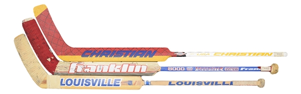 Curtis Josephs and Grant Fuhrs St. Louis Blues Game-Used/Issued Stick Collection of 3
