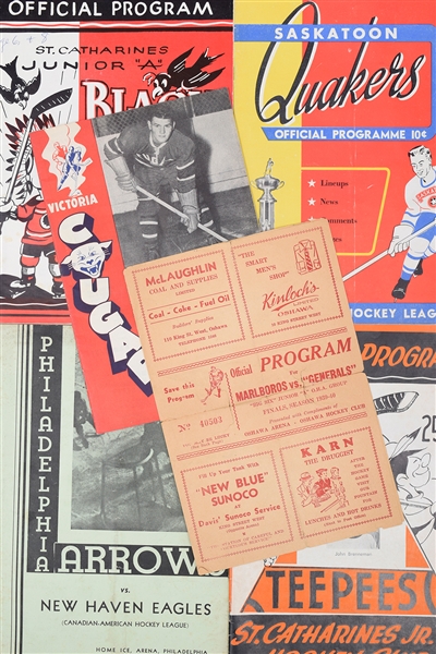 Vintage 1950s-1980s OHA, WHL, AHL and Other Leagues Hockey Program Collection of 44