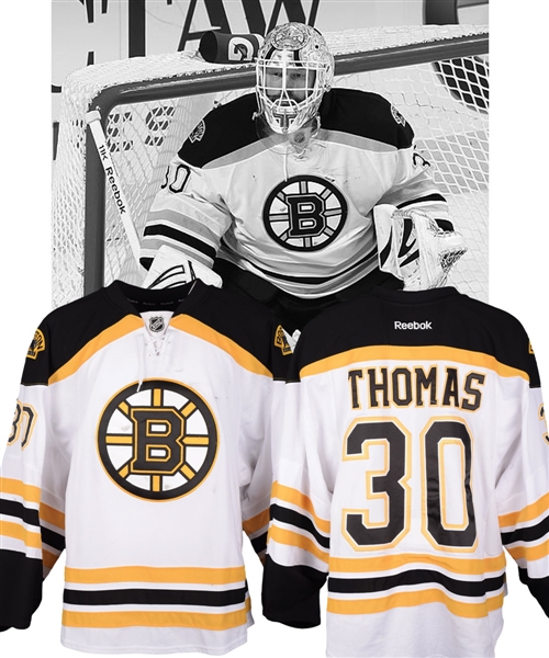 Tim Thomas 2011-12 Boston Bruins Game-Worn Jersey with Team LOA - Photo-Matched!