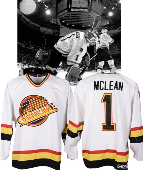 Kirk McLeans 1995-96 Vancouver Canucks Game-Worn Jersey with His Signed LOA