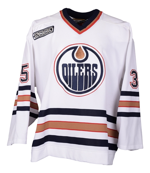 Tommy Salos October 1st 1999 Edmonton Oilers Game-Worn Jersey from Wayne Gretzky Retirement Night with Team LOA