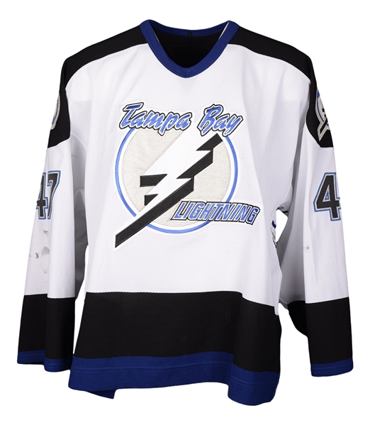 John Grahames 2005-06 Tampa Bay Lightning Game-Worn Jersey with LOA - Photo-Matched!