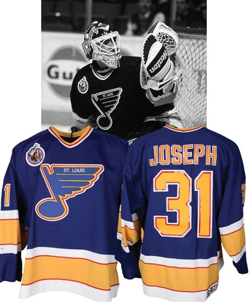 Curtis Josephs 1992-93 St. Louis Blues Game-Worn Jersey with Team LOA - Centennial Patch!