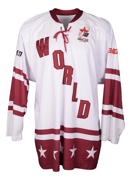 Chris Osgoods 2004 Team World Signed Game-Worn Jersey from the Igor Larionov Farewell Game with LOA
