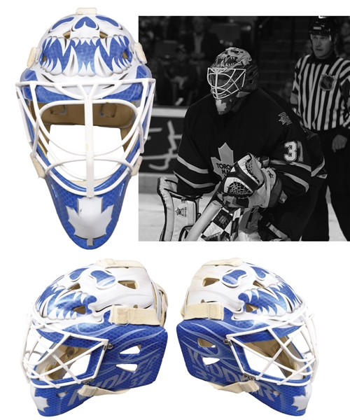 Trevor Kidds 2002-03 Toronto Maple Leafs Game-Worn Goalie Mask - Photo-Matched!