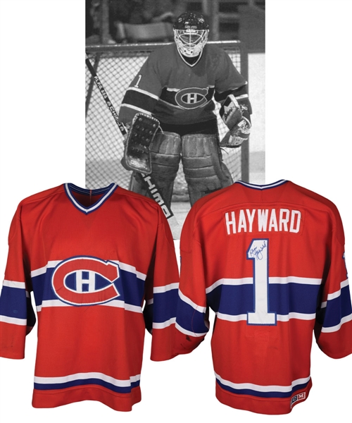 Brian Haywards 1986-87 Montreal Canadiens Signed Game-Worn Jersey - Team Repairs!