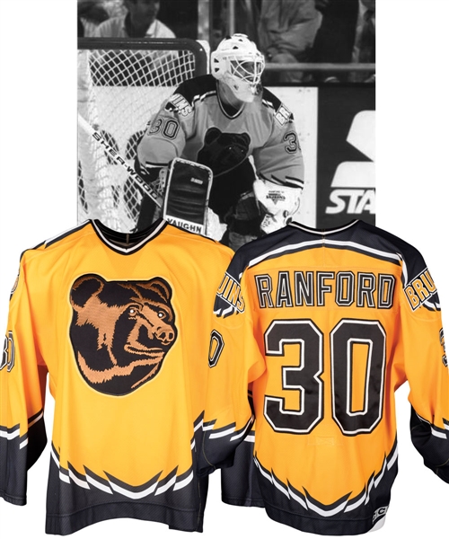 Bill Ranfords 1995-96 Boston Bruins Game-Worn Alternate Jersey