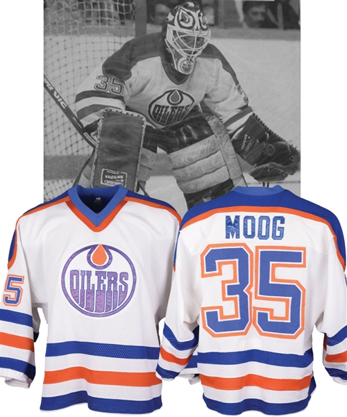 Andy Moogs 1986 Edmonton Oilers Game-Worn Jersey - Customized Sleeves and Hem!