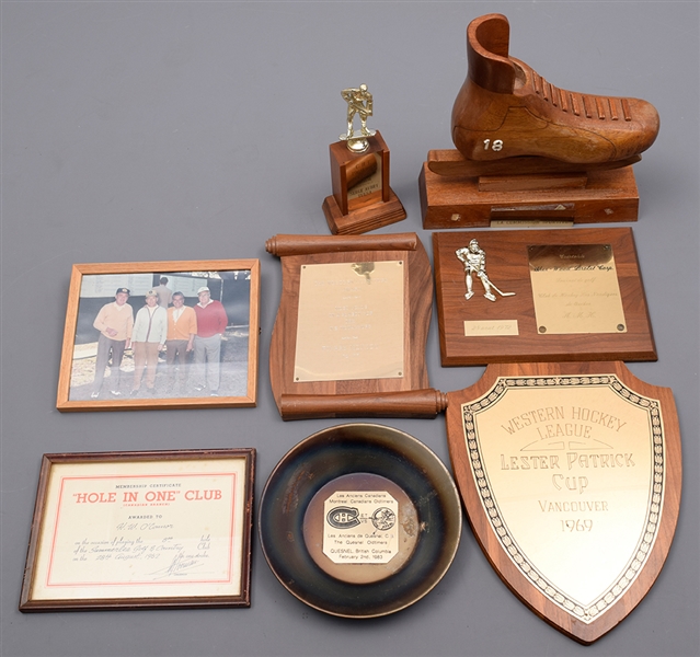 Hockey Player Award and Trophy Collection of 11 with Buddy OConnor, Pierre Mondou and Serge Aubry