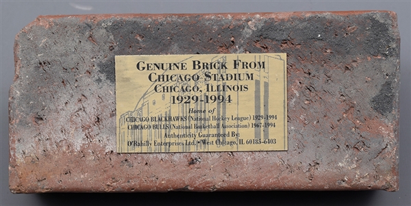 Original Chicago Stadium 1929-1994 Brick with Plaque