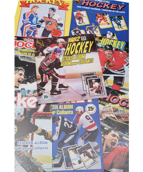 1981-82 to 1988-89 O-Pee-Chee Hockey Sticker Set with Album Collection of 8 Plus 1987-88 and 1988-89 Mini Stars Sets