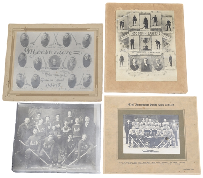1910s-1930s Hockey Team Photo Collection of 4