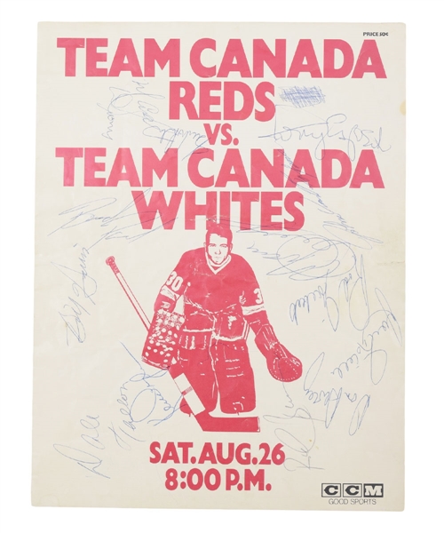 1972 Canada-Russia Series Team Canada Reds vs Team Canada Whites Multi-Signed Program with Dryden