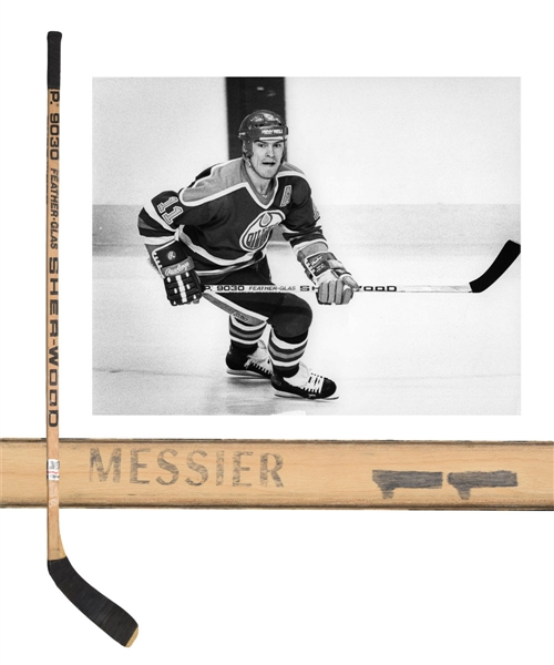 Mark Messiers Mid-to-Late-1980s Edmonton Oilers Signed Sher-Wood Game-Used Stick