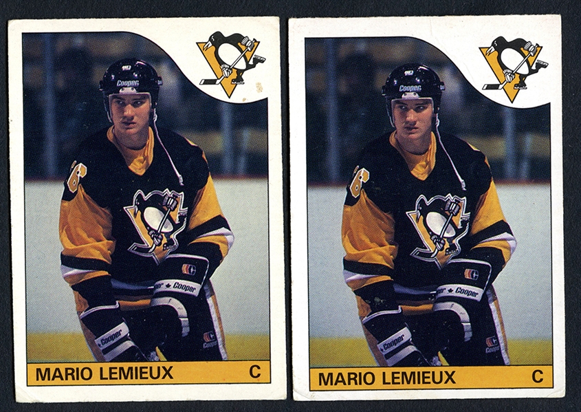 1985-86 O-Pee-Chee Hockey #9 HOFer Mario Lemieux Rookie Card Collection of 2