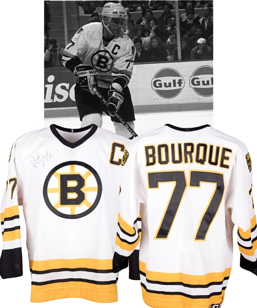 Ray Bourques 1994-95 Boston Bruins Signed Game-Worn Captains Jersey with LOA - 15 Team Repairs!