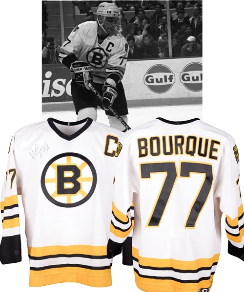 Ray Bourques 1994-95 Boston Bruins Signed Game-Worn Captains Jersey with LOA - 15 Team Repairs!