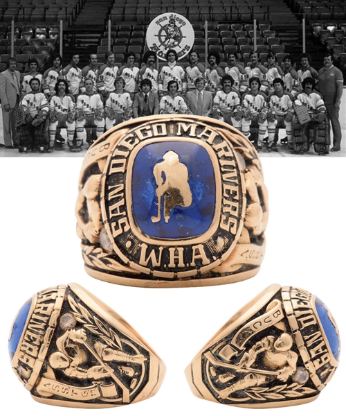 Mid-1970s WHA San Diego Mariners 10K Gold Team Ring with LOA