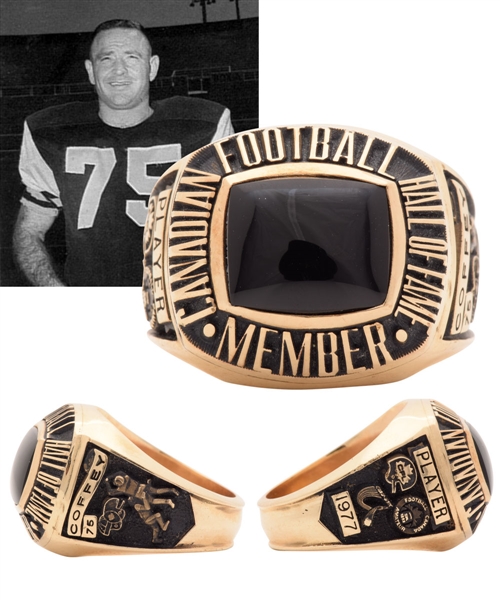 Tommy Joe Coffeys 1977 Canadian Football Hall of Fame 10K Gold Induction Ring with LOA