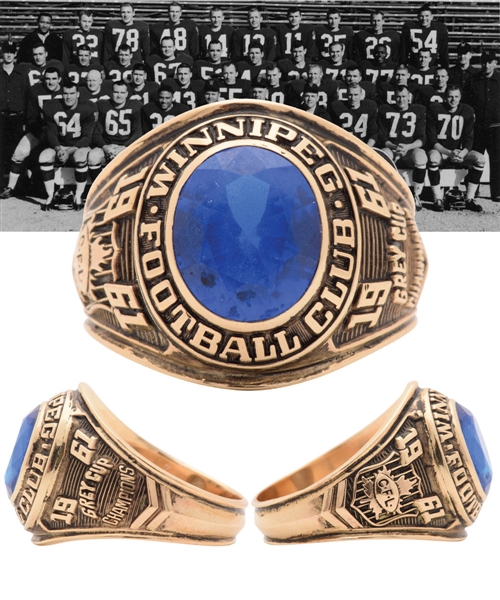 Winnipeg Blue Bombers 1961 Grey Cup Championship 10K Gold Ring with LOA