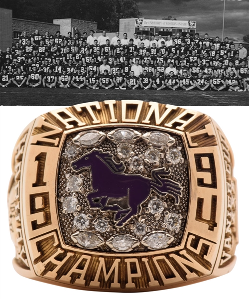 Chris Harhays 1994 Western Ontario Mustangs "Vanier Cup" National Football Championship 10K Gold and Diamond Ring with LOA