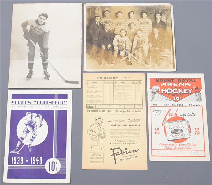 Huge Collection of 1930s/1940s NHL and Quebec Minor Leagues Hockey Programs, Autographs, Photos and Other Memorabilia
