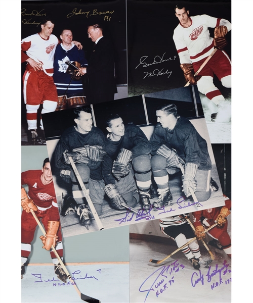 Detroit Red Wings HOFers and Stars Signed Photo Collection of 46 with Howe, Abel, Lindsay, Delvecchio, Kelly, Gadsby and Others with LOA