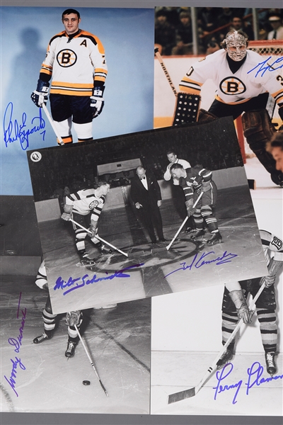 Boston Bruins HOFers and Stars Signed Photo Collection of 13 with Esposito, Cheevers, Schmidt, Dumart, Flaman and Others with LOA