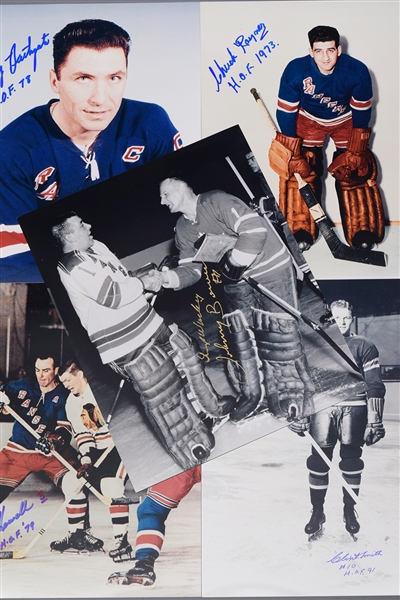 New York Rangers HOFers and Stars Signed Photo Collection of 22 with Bathgate, Laprade, Smith, Rayner, Worsley, Gadsby, Howell and Others with LOA