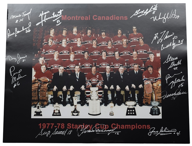 Montreal Canadiens 1977-78 Stanley Cup Champions Team-Signed Photo by 15 with LOA (12" x 15")