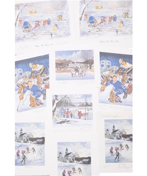 "When we Were Six", "Saturday Morning", "Practice Makes Perfect", "Legends of the Crease" and "Saturdays Heros" Multi-Signed Hockey HOFers Lithograph Collection of 19 with LOA