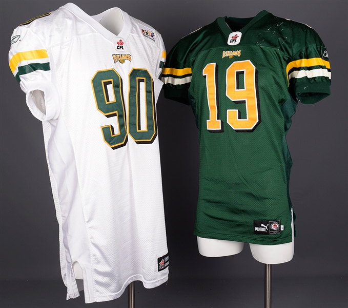 Fabian Burkes and Rahim Abdullahs Early-2000s Edmonton Eskimos Game-Worn Jerseys