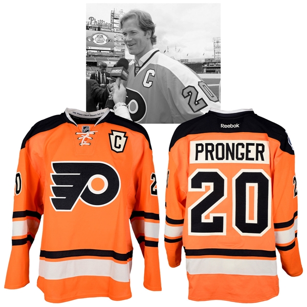 Chris Prongers 2012 NHL Winter Classic Philadelphia Flyers Warm-Up Game-Issued Captains Jersey with NHLPA LOA