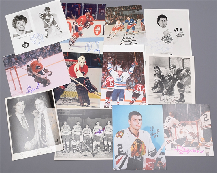 Large Autograph Collection of 75+ with Many HOFers including Mahovlich, Hull, Bathgate, Parent and Others