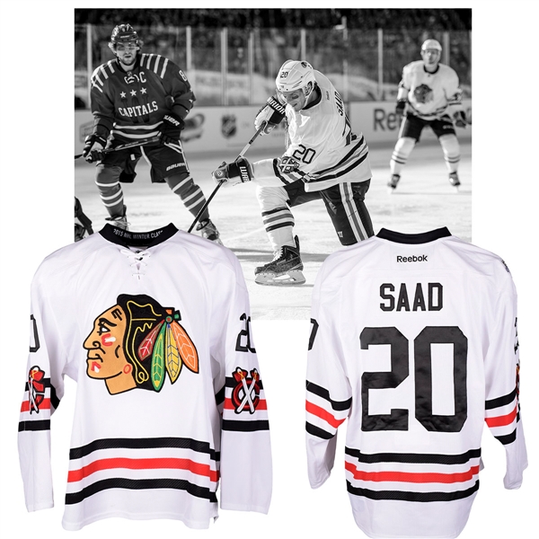 Brandon Saads 2015 NHL Winter Classic Chicago Blackhawks Warm-Up Worn Jersey with NHLPA LOA