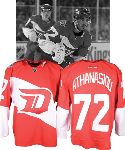 Andreas Athanasious 2016 NHL Stadium Series Detroit Red Wings Game-Worn Rookie Season Jersey
