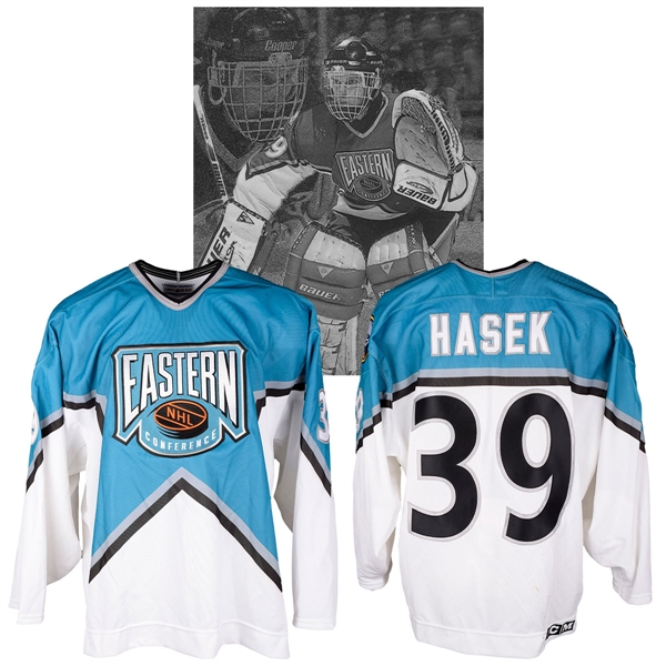 Dominik Haseks 1996 NHL All-Star Game Eastern Conference Signed Game-Worn Jersey with NHLPA LOA