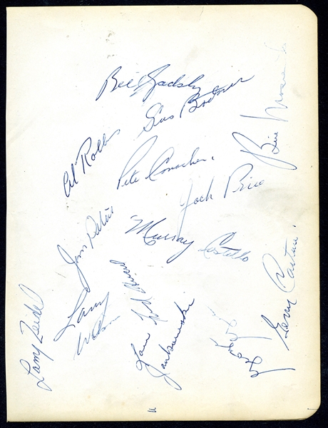 Chicago Black Hawks 1953-54 Team-Signed Sheet by 14 with Deceased HOFers Mosienko and Gadsby