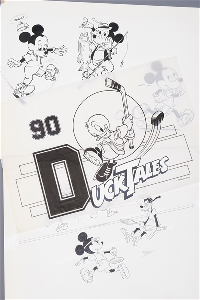 Vintage Mickey Mouse and Disney Characters Sports Original Artwork Collection of 3