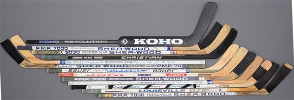 Toronto Maple Leafs Game-Used/Issued and Team-Signed Stick Collection of 13 with Potvin, Damphousse and Perreault