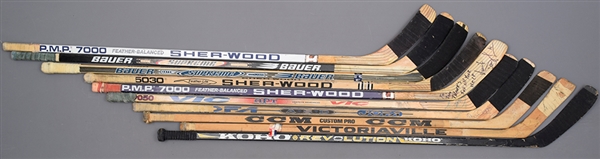 Montreal Canadiens Game-Used Stick Collection of 10 with Lupien, Wilson, Recchi and Damphousse