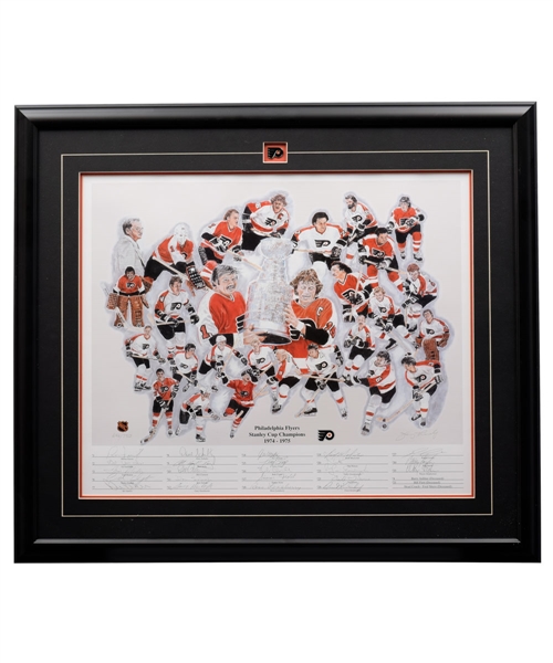 Philadelphia Flyers 1974-75 Stanley Cup Champions Limited-Edition Team-Signed Framed Lithograph (28 ½” x 32 ½”) 