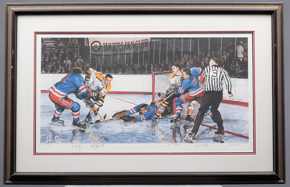 New York Rangers and Boston Bruins Multi-Signed Limited-Edition Artist Proof Framed Lithograph (26” x 39 ¾”) 