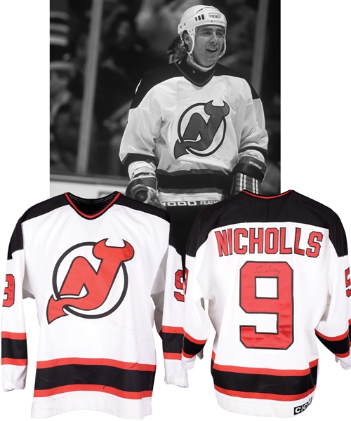 Bernie Nicholls 1993-94 New Jersey Devils "400th Goal - 1000th Point" Game-Worn Jersey with His Signed LOA