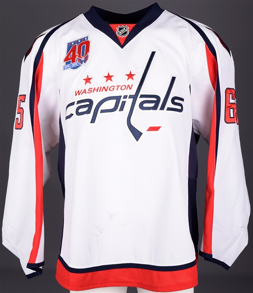 Andre Burakovskys 2014-15 Washington Capitals Game-Worn Rookie Season Jersey - 40th Patch! - Photo-Matched!
