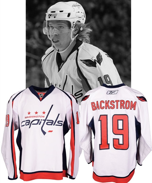 Nicklas Backstroms 2007-08 Washington Capitals Game-Worn Rookie Season Jersey with LOA - Team Repairs! - Photo-Matched!